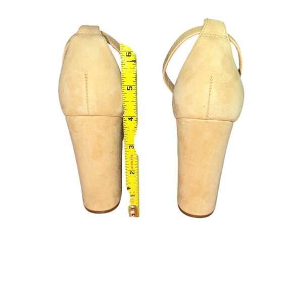 Schutz  Enida Nubuck Leather High Block Heel Sandal Lightwood Size 7.5 - Picture 4 of 7